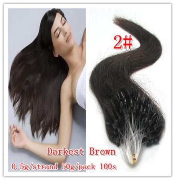 

16quot24quot 500s 05g s 2 dark brown loopmicro ring hair extension100 remy brazilian human hair extensions dhl shp4574468