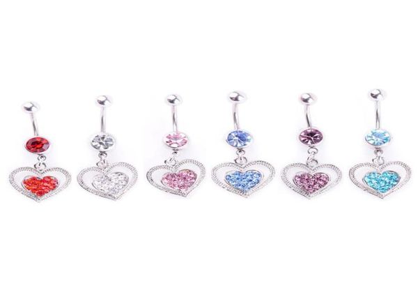 

d0879 heart belly navel button ring mix colors01234567294095, Silver