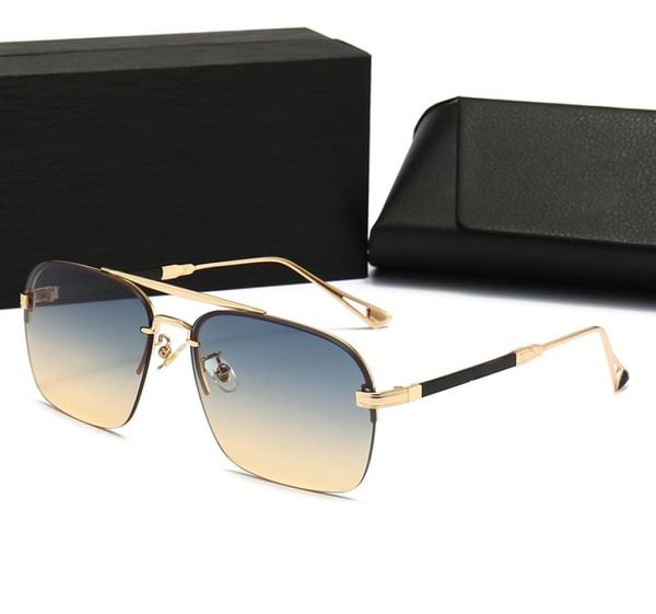 

new fashion square metal mens sunglasses driving outdoor uv400 goggles semi rimless frame black grey clear lens sunshades brown wo2847594