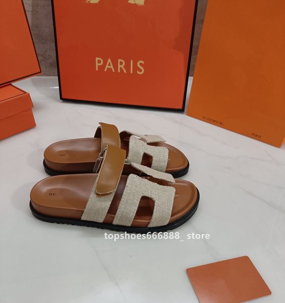 

paris luxury designer women slippers horse summer 2023 lock buckle decoration sandals h shoes female fashion open toe flat casual slides chy, Black