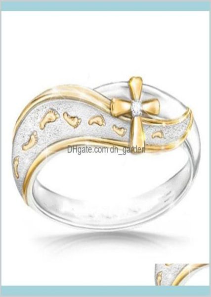 

exquisite charm simple crystal fashion jewelry 925 sterling silver footprints cross sign size 610 hcqqz band rings azxsb9899065