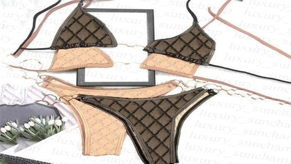 

womens two piece swimsuit middle waist bikinis set designer letter jacquard bikini fashion backless bathing suit3501394