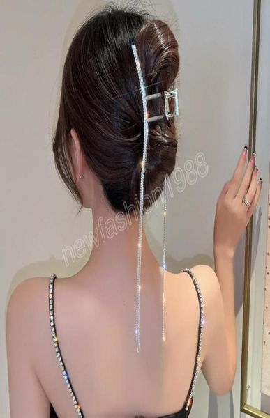 

luxury long crystal tassel hair claws clips for women girls vintage geometric metal hairpins headwear hair accessories2476940