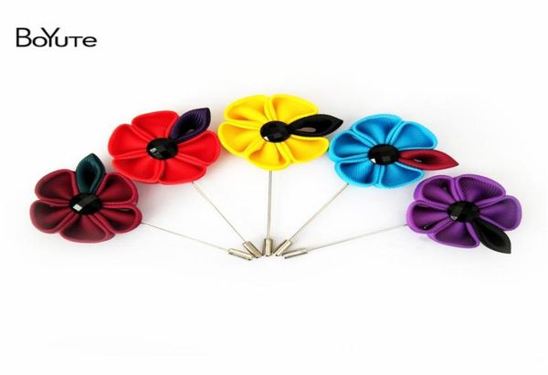 

boyute 10pcs 15 colors handmade flower brooch whole fashion men lapel pin wedding accessories christmas ornament5392487, Gray