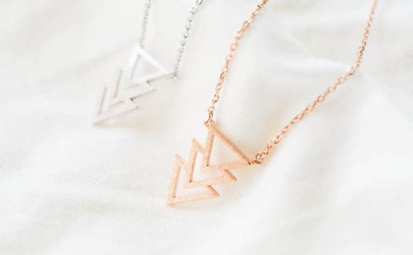 

hippie chic superposition of three triangles pendant drop necklace bohemian fashion women neclaces 2016 ms thin necklace4034436, Silver