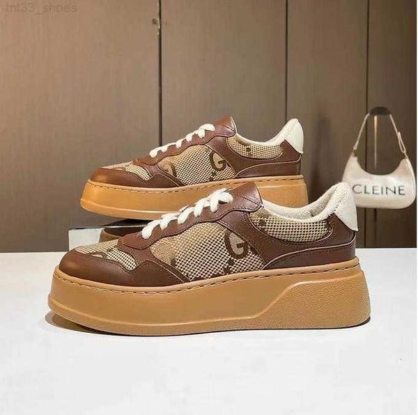 

casual shoes sneakers shoes double g printed embossed thick bottom white women men