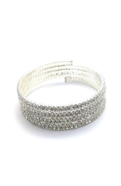 

110 rows elegant small crystal rhinestone bangle bracelet silver plated arm jewelry spiral arm bracelet for women2615243, Black