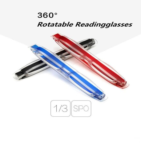 

5piece per dozen new whole 360spinning ultralight folding high definition resin readingglasses leather bag100400 50 4907561