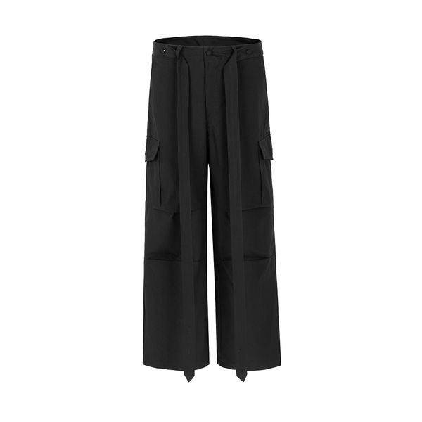 

black wide leg cargo pants men streetwear baggy casual overalls loose oversized trousers, Black;brown