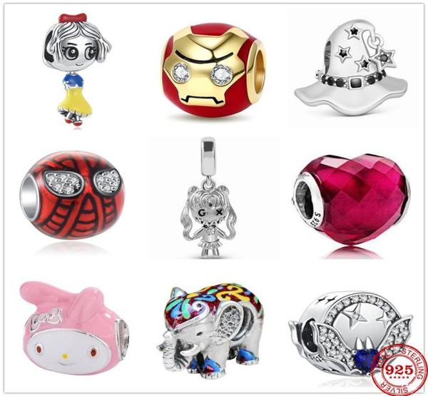 

925 sterling silver dangle charm magic hat elephant girl beads bead fit pandora charms bracelet diy jewelry accessories294l2396345, Bronze;silver