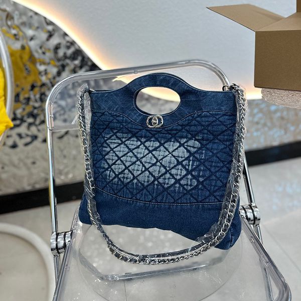

brand tote denim shopping designer handle bag summer beach travel woman sling cross body bag most expensive handbag with silver chain gabrie