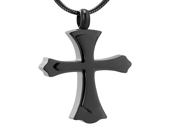 

ijd12236 cool men cremation cross necklace funeral urn casket for ashes holder stainless steel cremation pendant funnel gi7243224, Silver