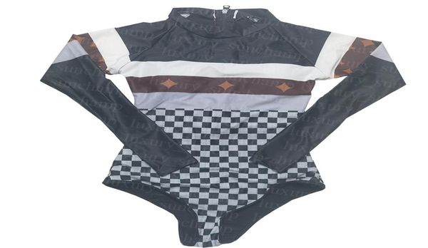 

classic plaid swimsuit beach vacation diving suit womens long sleeve bathing suits quick dry one piece swimwear3834141