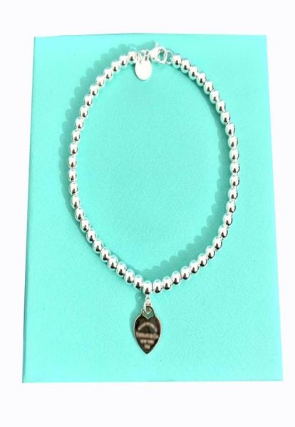 

bracelets luxury love heart 925 silver charm beaded tag strands bracelet women fine jewelry trendy beads chain round ball bracelet2065414, Black