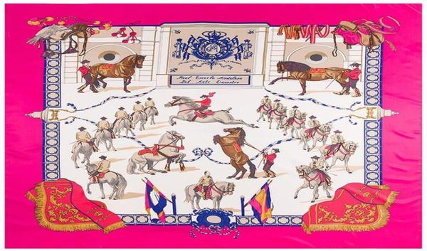 

scarves 130cm twill silk scarf horse printing big square women bandana shawl foulard wraps for ladies echarpe9433156, Blue;gray
