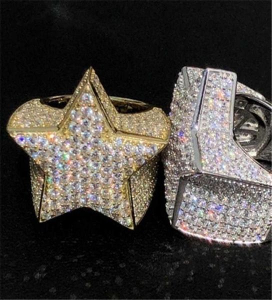 

fashion wedding lab size 612 iced out hip hop 3d star ring pinky men039s3888596, Golden;silver