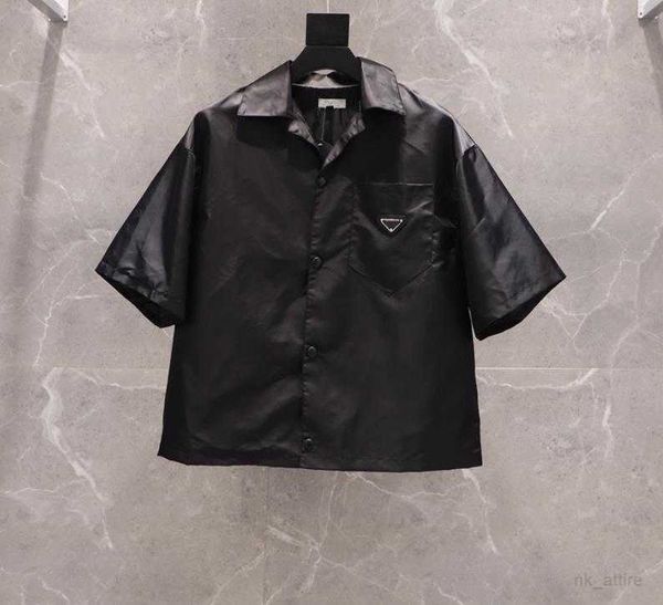 

womens and mens shirt casual brand short blouses classic inverted triangle loose imported high-quality nylon tooling summer, White;black