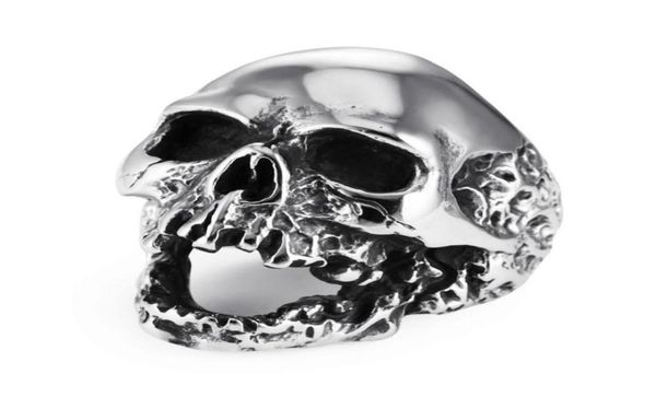 

whole 2018 mens walking evil skull ring stainless steel men boys silver cool man motor biker ring12028308113001