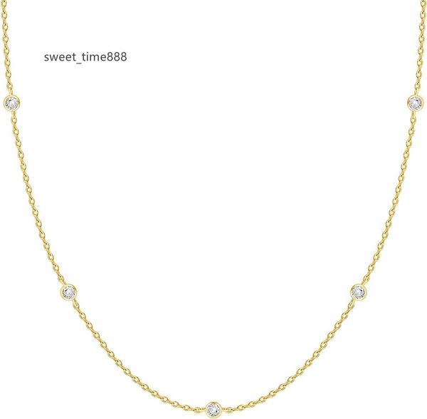 

pavoi 14k gold plated station necklace | simulated diamond bty necklace | womens cz chain necklace | layering necklaces, Silver