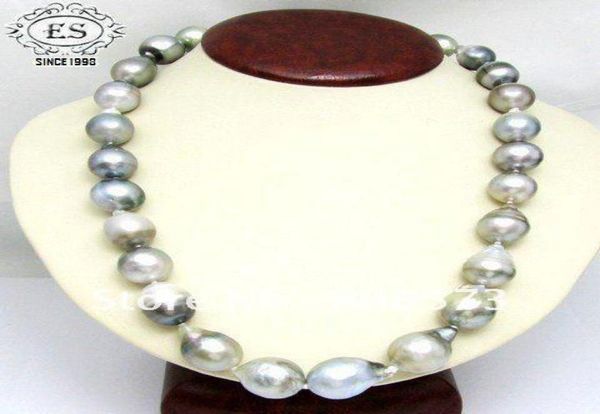 

new fine pearl jewelry rare 156mm large silvery tahitian 27pcs pearl necklace8014197, Black