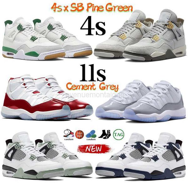 

men 4 11 basketball shoes jumpman 4s pine green craft pn dust seafoam midnight navy 11s cherry cool grey low cement grey 72-10 sport sneaker