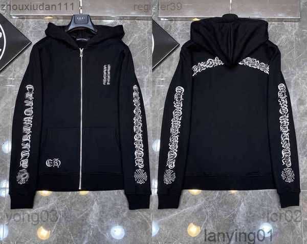

classic mens zipper ch hoodies designer sanskrit cross print pullover hoody sweatshirts luxury woman jackts, Black