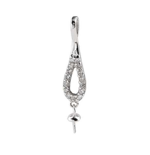 

10 pieces teardrop shape small charm pendant settings 925 sterling silver jewelry diy findings for pearl5114157, Slivery;crystal