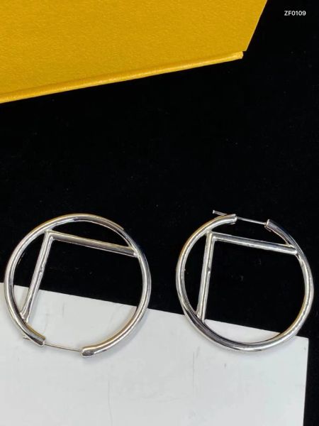 

designer stud earring women premium gold earring luxury brand letter design f earrings fashion jewelry001, Golden;silver
