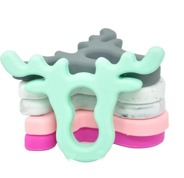 

deer teether silicone moose head teether baby teething toy food grade silicone chewable pendant teething nursing accessory shower 8963184