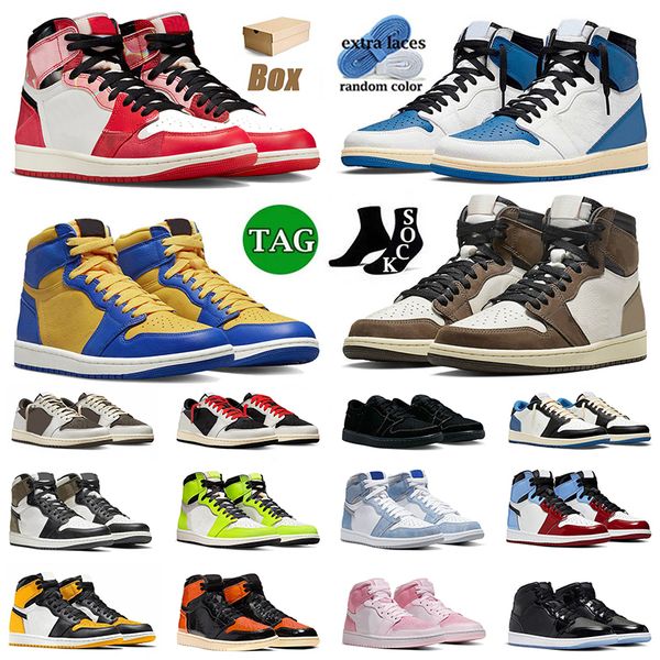 

new arrival 1s with box basketball shoes jumpman 1 lows mens women spider-verse fragment reverse laney ts mocha black phantom digital pink s