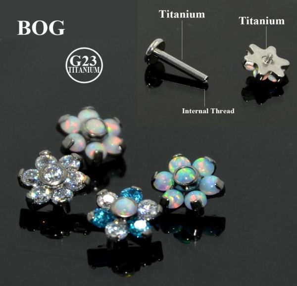 

1pcs g23 titanium prong set fire opal ear tragus cartilage studs helix tragus piercing barbell body jewelry stud earring3098125, Slivery;golden