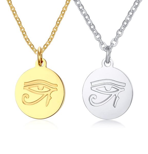 

tiny eye of horus metal charm necklace in stainless steel protection symbol7133948, Silver