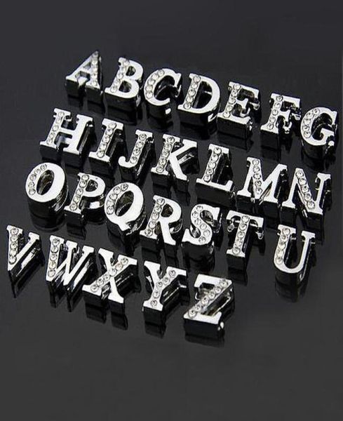 

20pcs at half rhinestone 8mm slide letters charms fit diy wristbnad braceletlssl046033506, Golden;silver