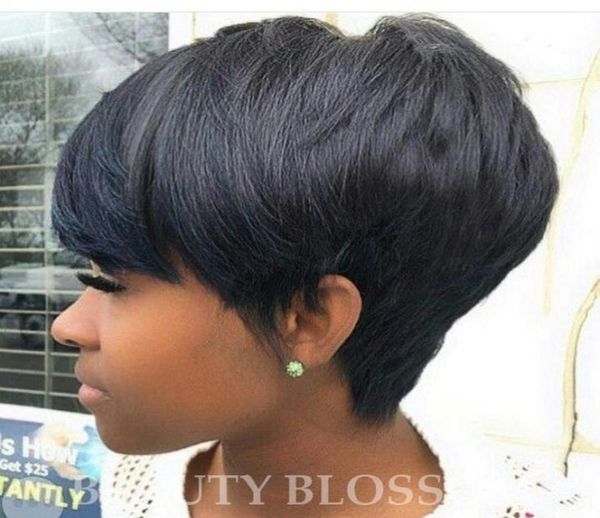 

celebrity pixie cut human peruvian human none lace glueless wig very short wig natural black micah gianneli hair for black w3467682, Black;brown