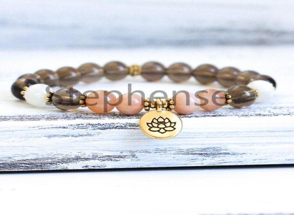 

mg0699 a grade sunstone smoky quartz bracelet natural 8 mm gemstone energy bracelet womens chakra yoga mala bracelet1868014, Black