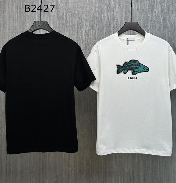 

paris fashion brand designer mens t-shirt cotton clothing paris 2b letter wave print tees spring summer tide designer men and women leisure, White;black