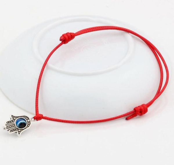 

adjustable bracelet 100 pcs hamsa hand string evil eye lucky red color wax cord adjustable3060259, Golden;silver