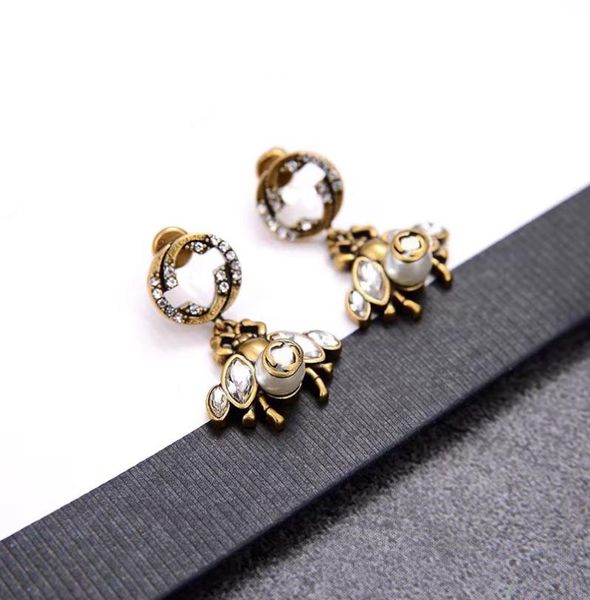 

luxury designer fashion charm earrings ladies bee pendant earrings for women party lovers gift engagement jewelry3517479, Golden