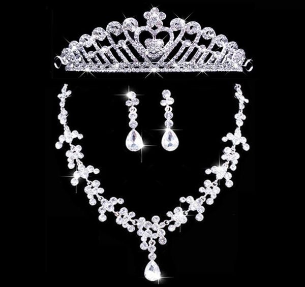 

twinkling necklace earrings set bridal crown tiaras bridal jewelry accessories wedding party sets s001 8592818, Silver