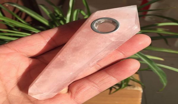

whole pink rose quartz smoking pipes natural pink rose quartz crystal point crystal wand hand carved smoking pipes3879527, Black