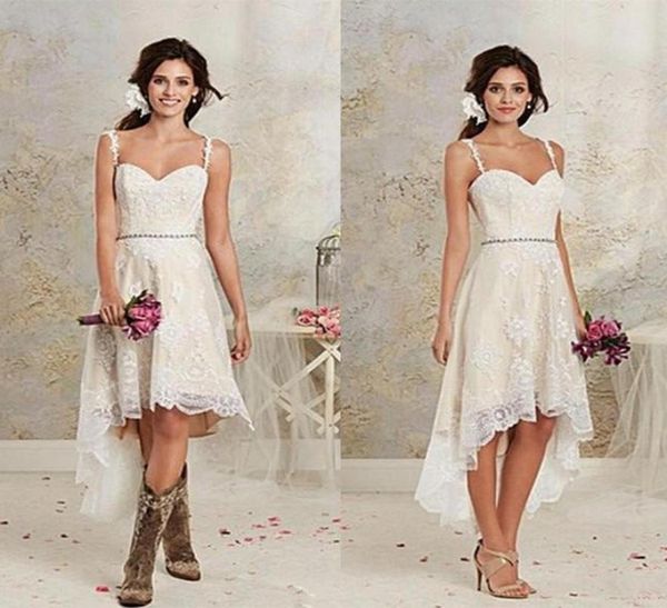 

high low lace wedding dress short farm country bridal dress gown custom made3754374, White