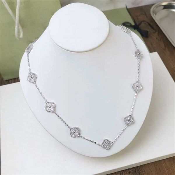 

brand pendant 10 flower necklace fashion set with diamonds elegant clover necklaces for woman jewelry gift quality, Silver