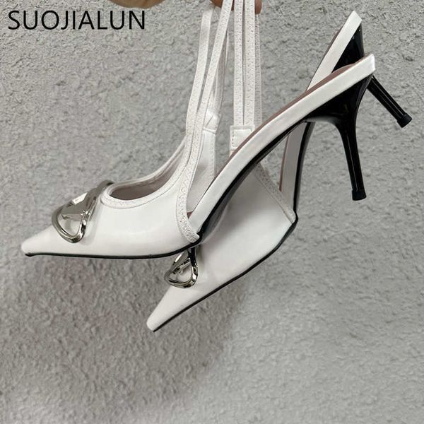 

nxy sandals spring brand women sandal fashion metal buckle ladies elegant dress slingback shoes pointed toe thin high pumps 230511, Black