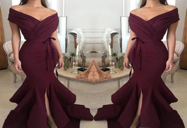 

2019 burgundy prom dress mermaid off shoulder long formal pageant holidays wear graduation evening party gown custom made plus siz2029704, Black