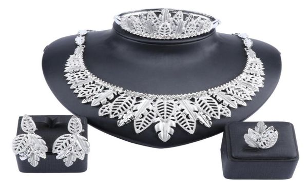 

luxury nigerian women wedding jewelry sets chunky necklace earrings bangle ring bridal dubai gold jewelry set1955349, Slivery;golden