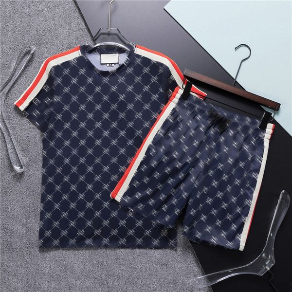 

men's tracksuits designer sports suit t-shirt casual fashion stripe pattern cotton brand spring and summer men's -3xl, Gray