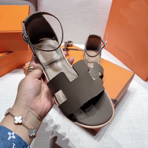 

summer designer ladies sandals flat leather fashion beach bathroom women luxury slippers letter drag size 35-42 with box 8ium, Black