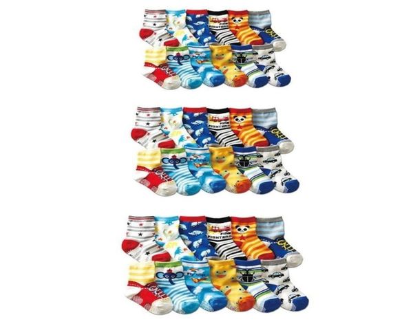 

12 pairs pack kids socks assorted nonskid ankle cotton pattern socks with grip lj2010196251590, Pink;yellow