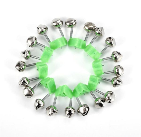 

fishing rod extra loud alarm dual alert bell green silver tone fishingtackle clip on rod the bells bite small twin tackle accessor9388162