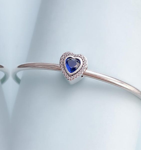 

new 925 sterling silver blue cz heart charm bead fit original pandora bracelets jewelry diy necklaces pendant6465681